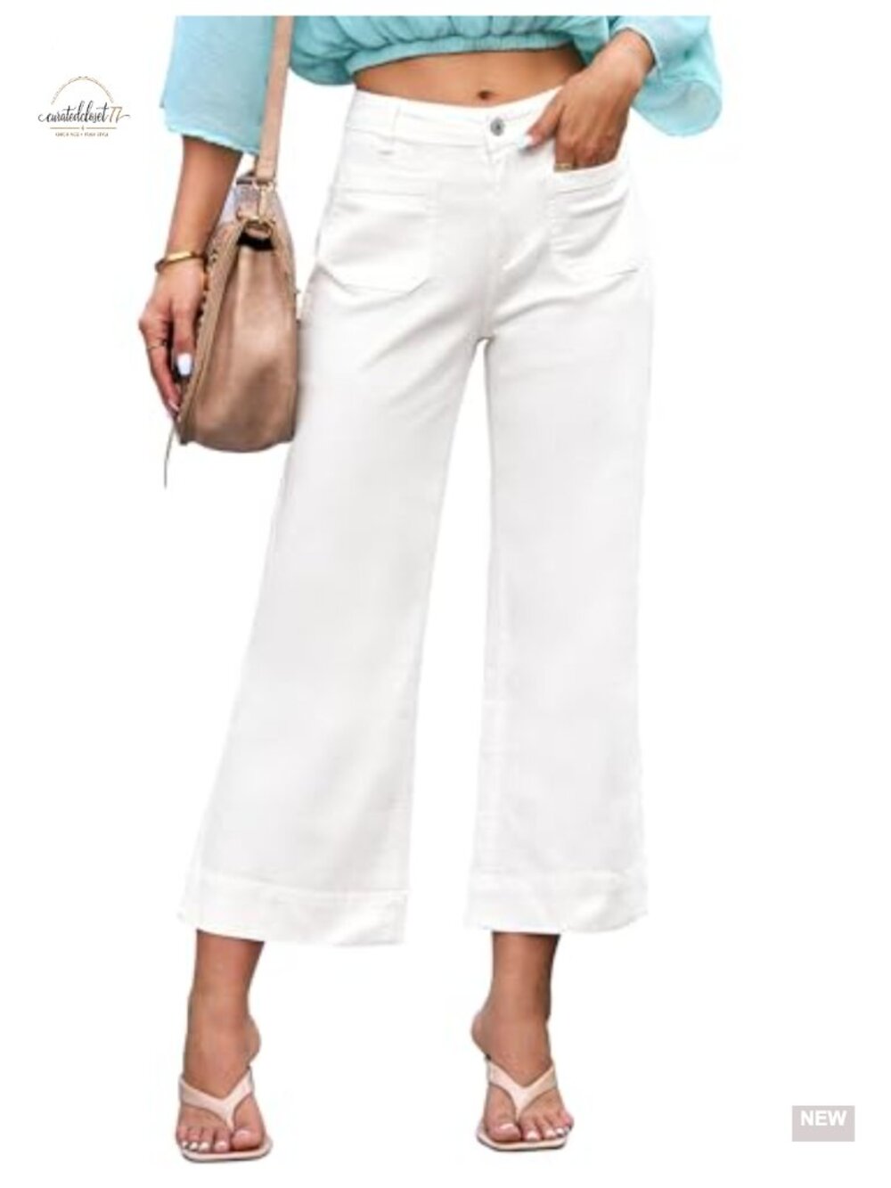 High Waisted Wide Leg Crop Flare Jeans Stretchy Denim Pants